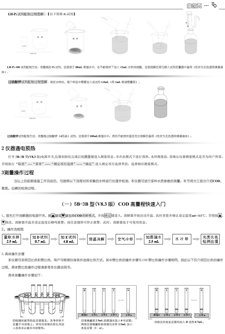 連華科技COD、氨氮、總磷、濁度等多參數(shù)水質(zhì)分析儀5B-3B型(V8)快速入門手冊